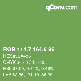カラーコード: RGB 114.7 164.6 86 | qconv.com