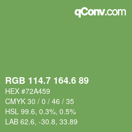 カラーコード: RGB 114.7 164.6 89 | qconv.com