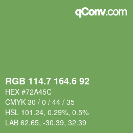 カラーコード: RGB 114.7 164.6 92 | qconv.com
