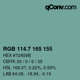 カラーコード: RGB 114.7 165 155 | qconv.com