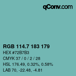 カラーコード: RGB 114.7 183 179 | qconv.com