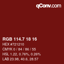 カラーコード: RGB 114.7 18 16 | qconv.com