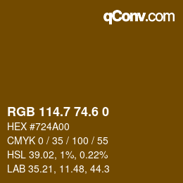 カラーコード: RGB 114.7 74.6 0 | qconv.com