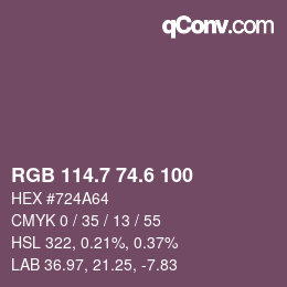 カラーコード: RGB 114.7 74.6 100 | qconv.com