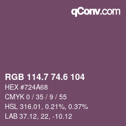 カラーコード: RGB 114.7 74.6 104 | qconv.com