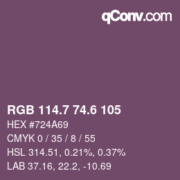 カラーコード: RGB 114.7 74.6 105 | qconv.com