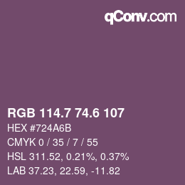 カラーコード: RGB 114.7 74.6 107 | qconv.com