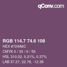カラーコード: RGB 114.7 74.6 108 | qconv.com