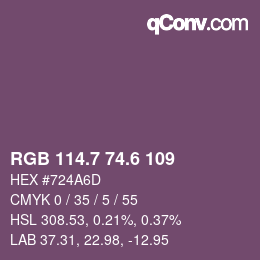 カラーコード: RGB 114.7 74.6 109 | qconv.com