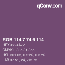 カラーコード: RGB 114.7 74.6 114 | qconv.com