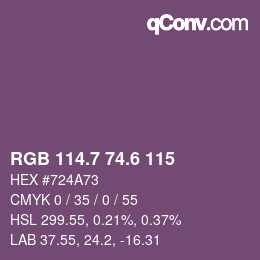 カラーコード: RGB 114.7 74.6 115 | qconv.com