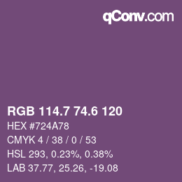 カラーコード: RGB 114.7 74.6 120 | qconv.com