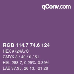 カラーコード: RGB 114.7 74.6 124 | qconv.com