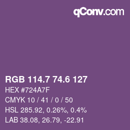 カラーコード: RGB 114.7 74.6 127 | qconv.com