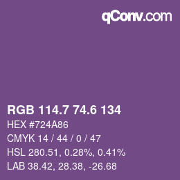 カラーコード: RGB 114.7 74.6 134 | qconv.com