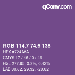 カラーコード: RGB 114.7 74.6 138 | qconv.com
