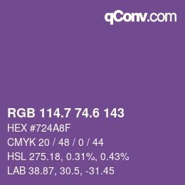 カラーコード: RGB 114.7 74.6 143 | qconv.com