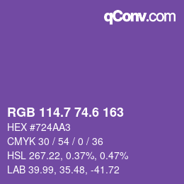 カラーコード: RGB 114.7 74.6 163 | qconv.com