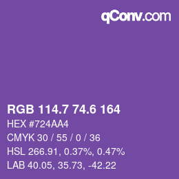 カラーコード: RGB 114.7 74.6 164 | qconv.com