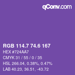 カラーコード: RGB 114.7 74.6 167 | qconv.com