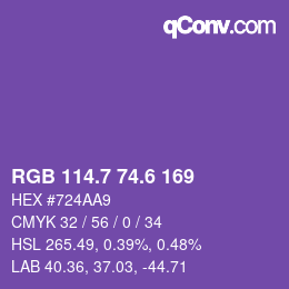 カラーコード: RGB 114.7 74.6 169 | qconv.com