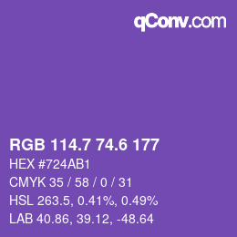 カラーコード: RGB 114.7 74.6 177 | qconv.com
