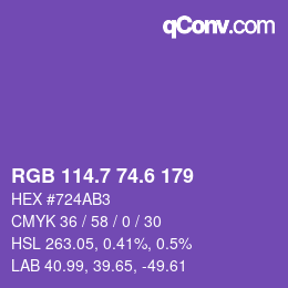 カラーコード: RGB 114.7 74.6 179 | qconv.com