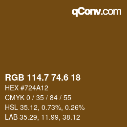 カラーコード: RGB 114.7 74.6 18 | qconv.com