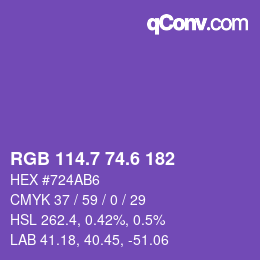 カラーコード: RGB 114.7 74.6 182 | qconv.com
