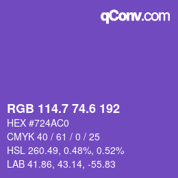 カラーコード: RGB 114.7 74.6 192 | qconv.com