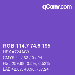 カラーコード: RGB 114.7 74.6 195 | qconv.com