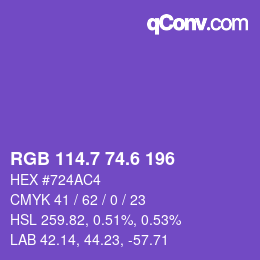 カラーコード: RGB 114.7 74.6 196 | qconv.com