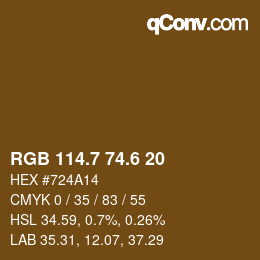 カラーコード: RGB 114.7 74.6 20 | qconv.com