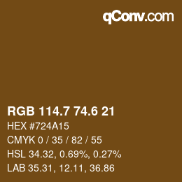 カラーコード: RGB 114.7 74.6 21 | qconv.com