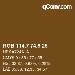 カラーコード: RGB 114.7 74.6 26 | qconv.com