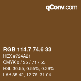 カラーコード: RGB 114.7 74.6 33 | qconv.com