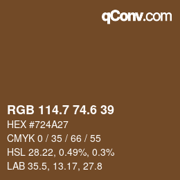 カラーコード: RGB 114.7 74.6 39 | qconv.com