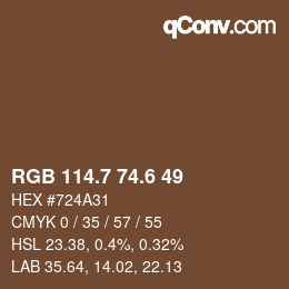 カラーコード: RGB 114.7 74.6 49 | qconv.com