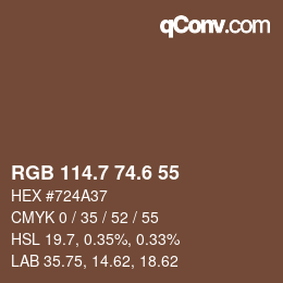 カラーコード: RGB 114.7 74.6 55 | qconv.com