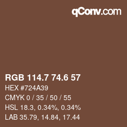 カラーコード: RGB 114.7 74.6 57 | qconv.com