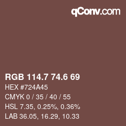 カラーコード: RGB 114.7 74.6 69 | qconv.com