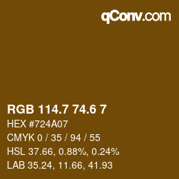 カラーコード: RGB 114.7 74.6 7 | qconv.com
