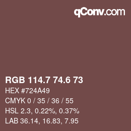 カラーコード: RGB 114.7 74.6 73 | qconv.com