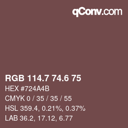 カラーコード: RGB 114.7 74.6 75 | qconv.com
