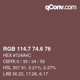 カラーコード: RGB 114.7 74.6 76 | qconv.com