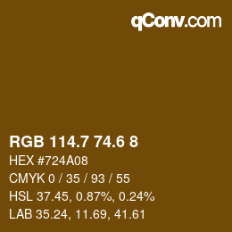 カラーコード: RGB 114.7 74.6 8 | qconv.com
