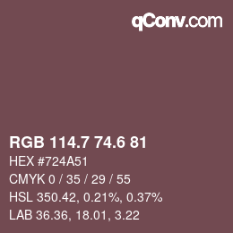 カラーコード: RGB 114.7 74.6 81 | qconv.com