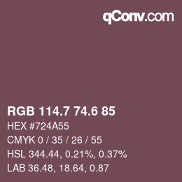 カラーコード: RGB 114.7 74.6 85 | qconv.com