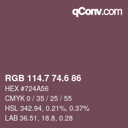 カラーコード: RGB 114.7 74.6 86 | qconv.com