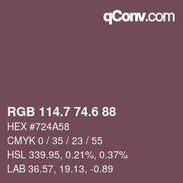 カラーコード: RGB 114.7 74.6 88 | qconv.com